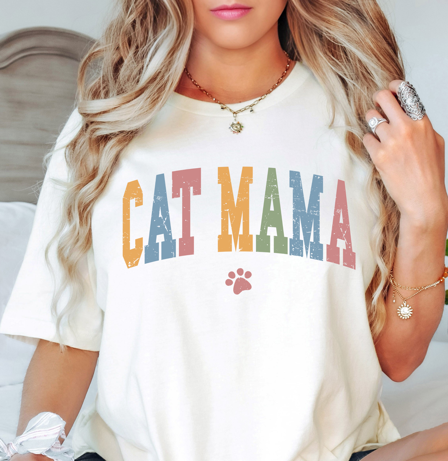 Cat Mama Tee | Pawsitive Vibes Collection | Unisex Pre-Shrunk T-Shirt