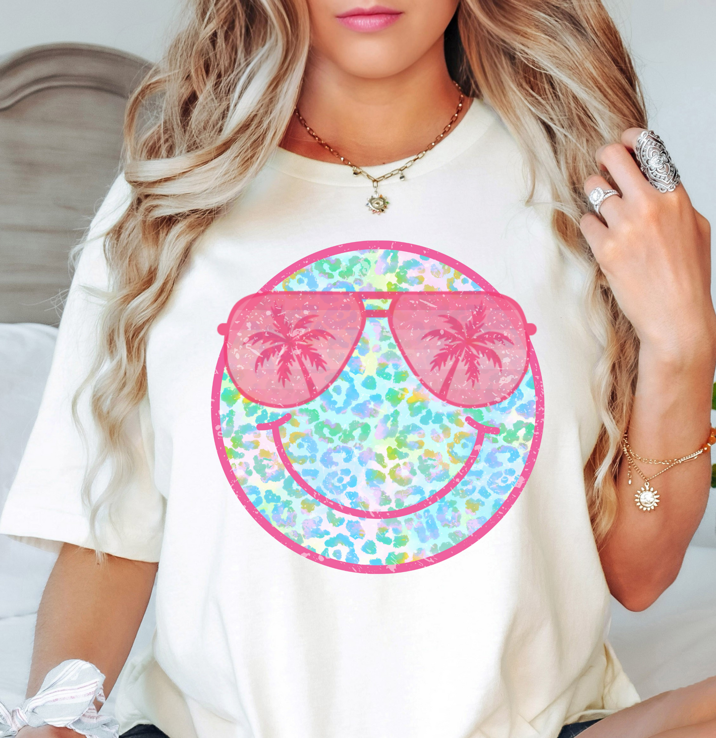 Leopard Beach Smiley Tee | Beach Breeze Collection | Unisex Pre-Shrunk T-Shirt