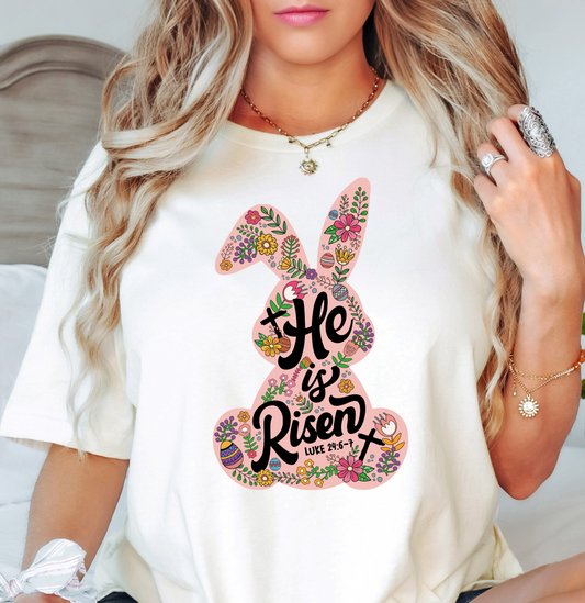 He Is Risen Bunny Tee | Hoppin' Into Spring Collection | Unisex Pre-Shrunk T-Shirt