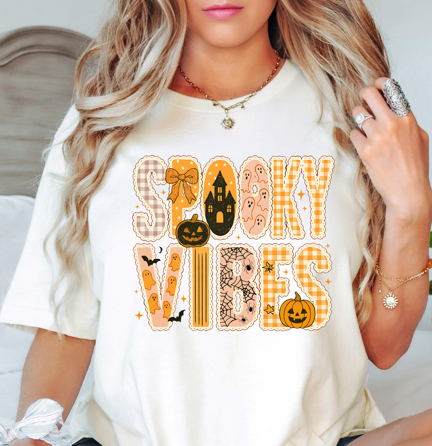 Spooky Vibes Preppy Tee | Boo-tiful Vibes Collection | Unisex Pre-Shrunk T-Shirt