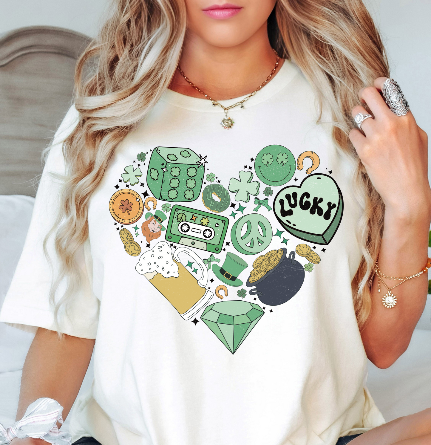 Lucky Heart Doodle Tee | Feeling Lucky Collection | Unisex Pre-Shrunk T-Shirt