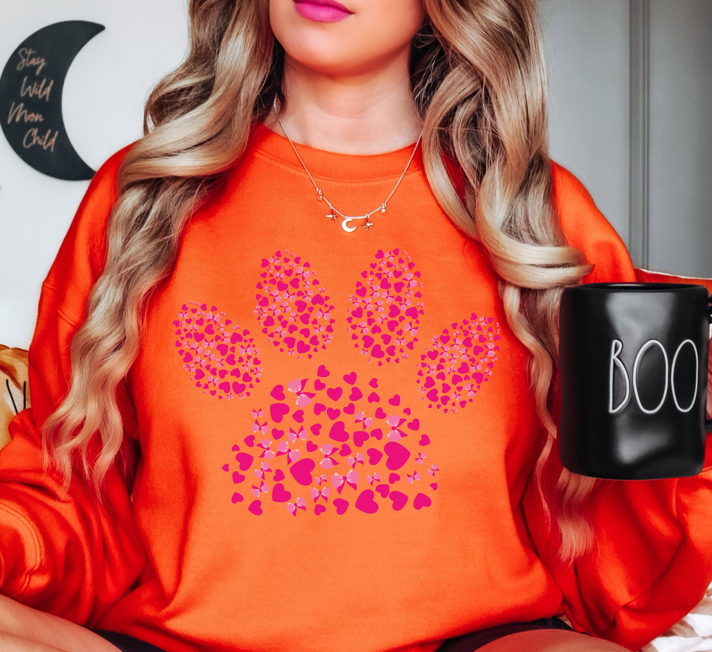 Pink Pet Paw Sweatshirt | Pawsitive Vibes Collection | Unique Gifts for Family and Friends