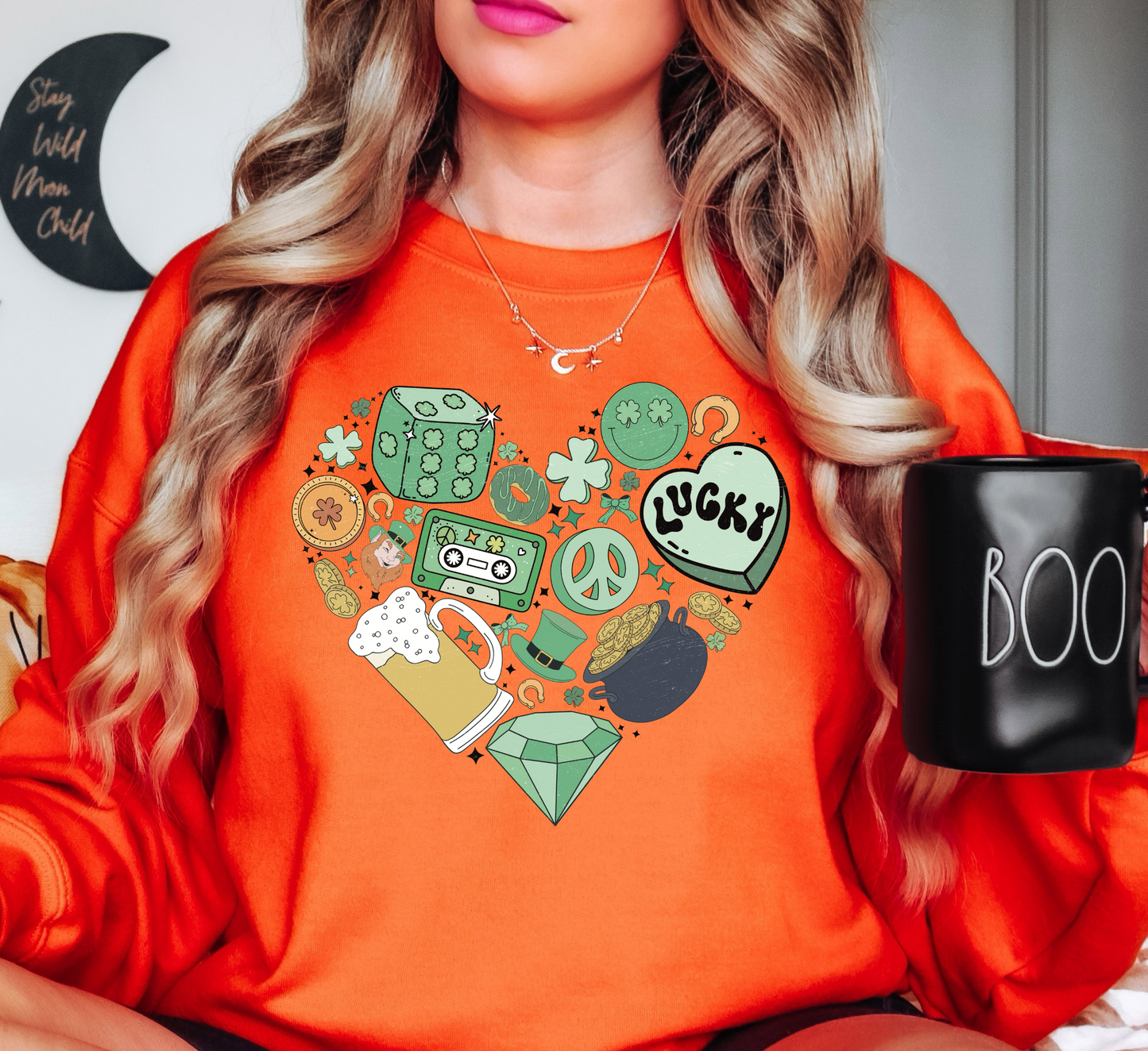 Lucky Heart Doodle Sweatshirt | Feeling Lucky Collection | Unique Gifts for Family Friends