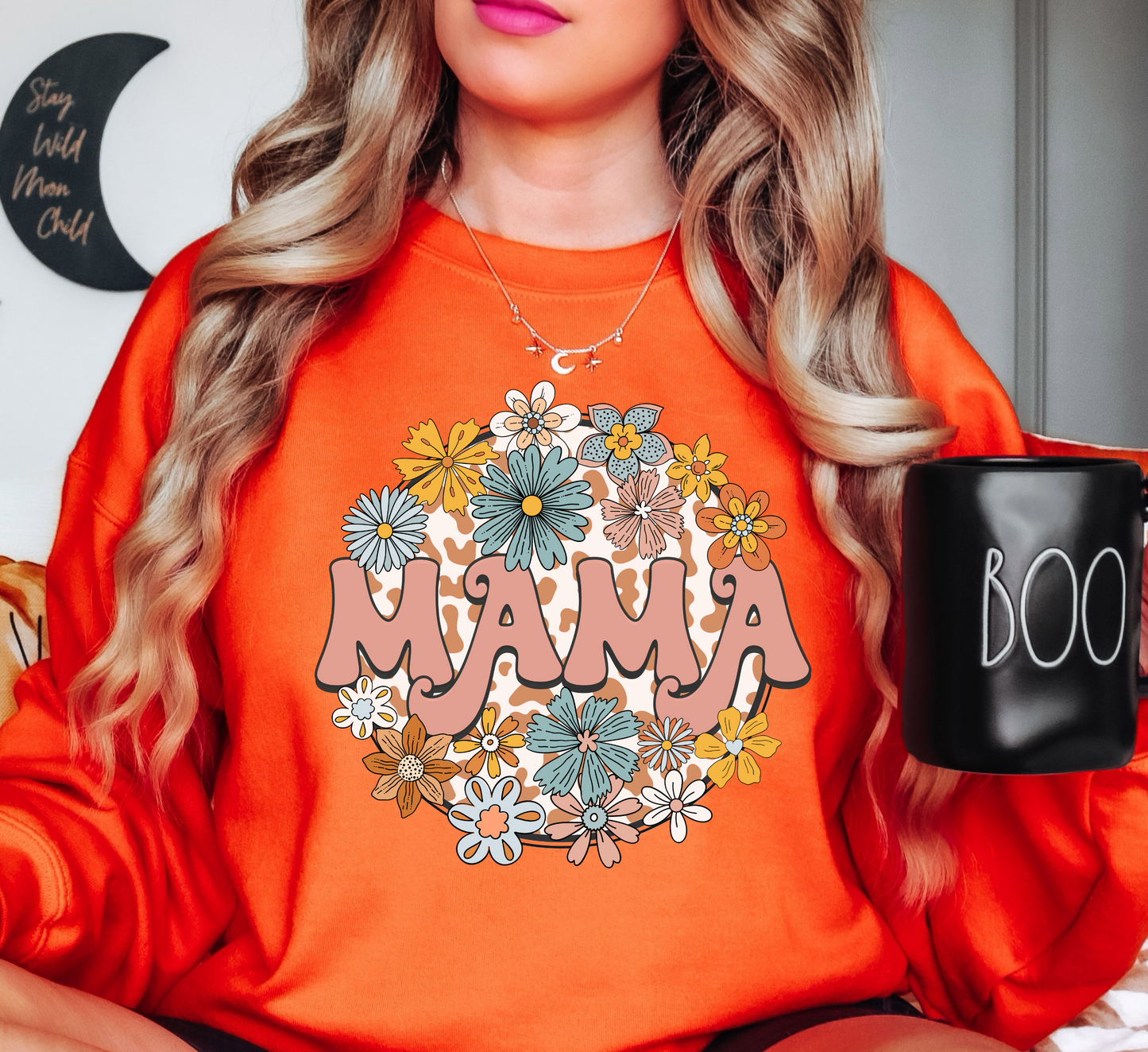 Retro Groovy Floral Mama Sweatshirt | Mama Mode Activated Collection | Unique Gifts for Family Friends