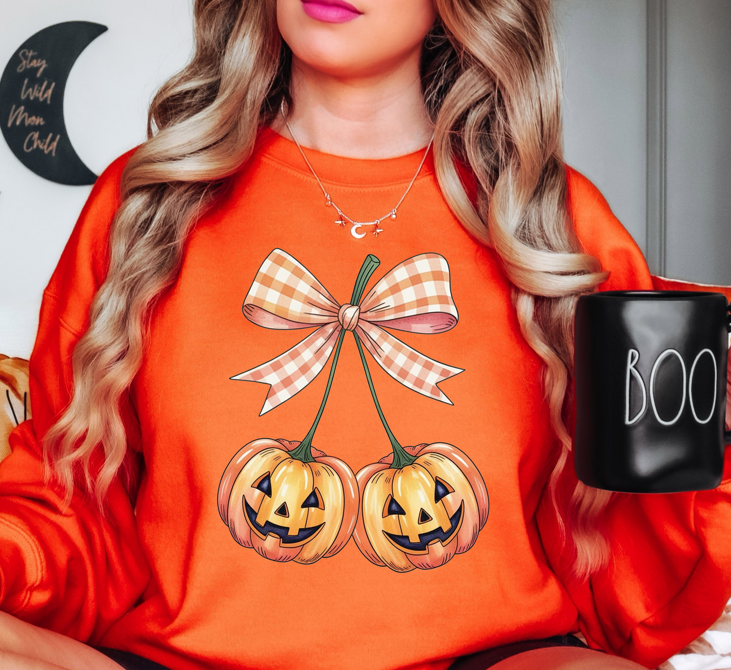 Pumpkin Cherries Sweatshirt | Boo-tiful Vibes Collection | Unique Gifts for Family Friends