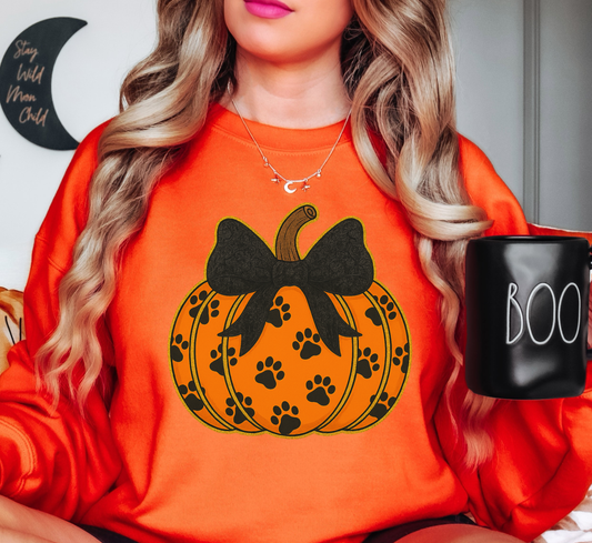 Pumpkin Filled Paws Sweatshirt | Pawsitive Vibes Collection | Unique Gifts for Family and Friends