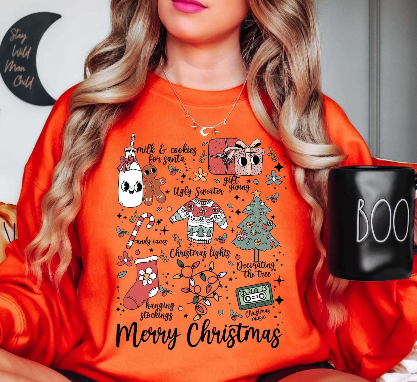 Merry Xmas Doodles Sweatshirt | Tis The Season Collection | Unique Gifts for Family Friends