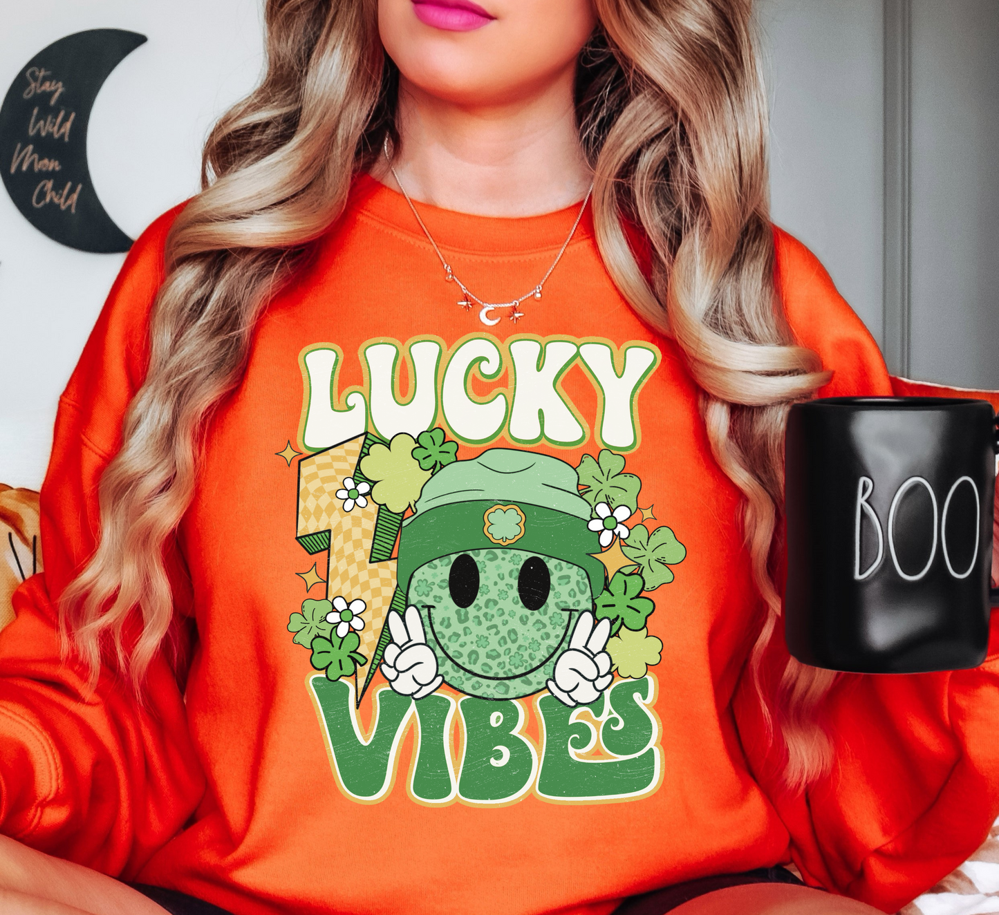 Retro Lucky Vibes Sweatshirt | Feeling Lucky Collection | Unique Gifts for Family Friends