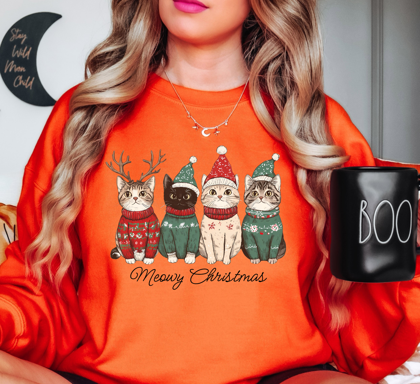 Meowy Cat Christmas Sweatshirt | Pawsitive Vibes Collection | Unique Gifts for Family and Friends