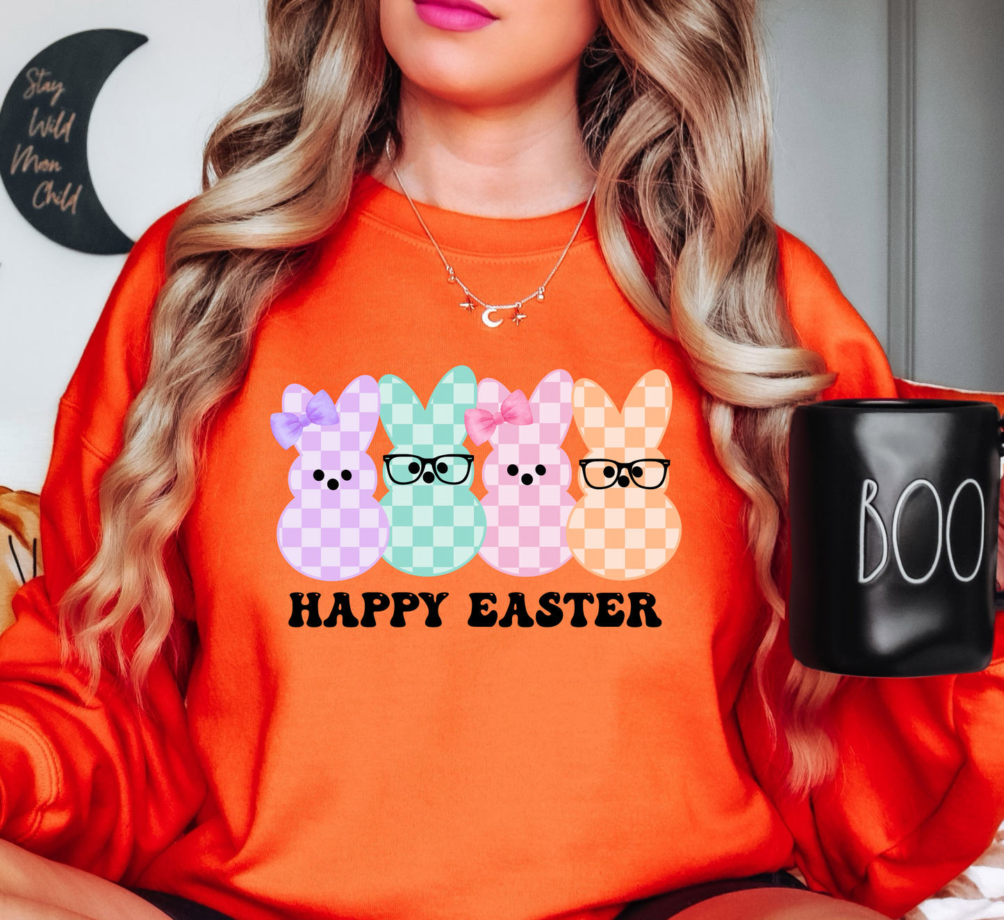 Happy Easter Peeps Sweatshirt | Hoppin' Into Spring Collection | Unique Gifts for Family Friends