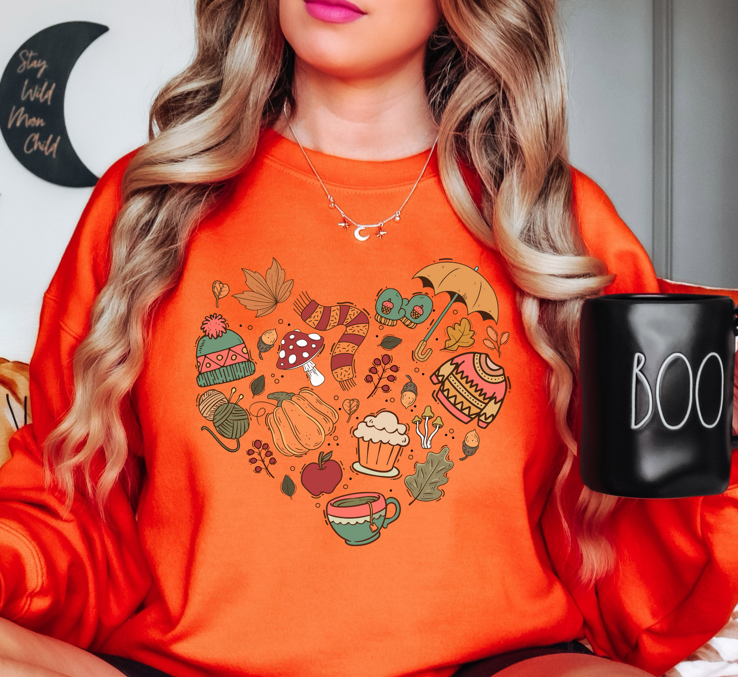 Fall Doodle Heart Sweatshirt | Falling For You Collection | Unique Gifts for Family Friends