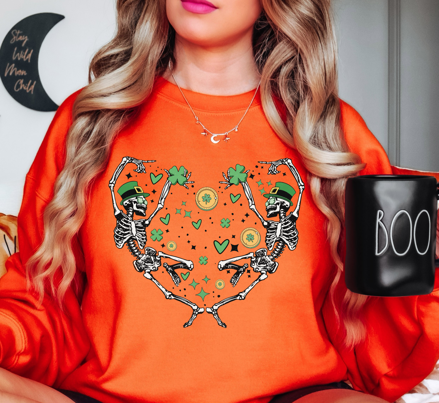 Dancing Skeleton Heart Sweatshirt | Feeling Lucky Collection | Unique Gifts for Family Friends