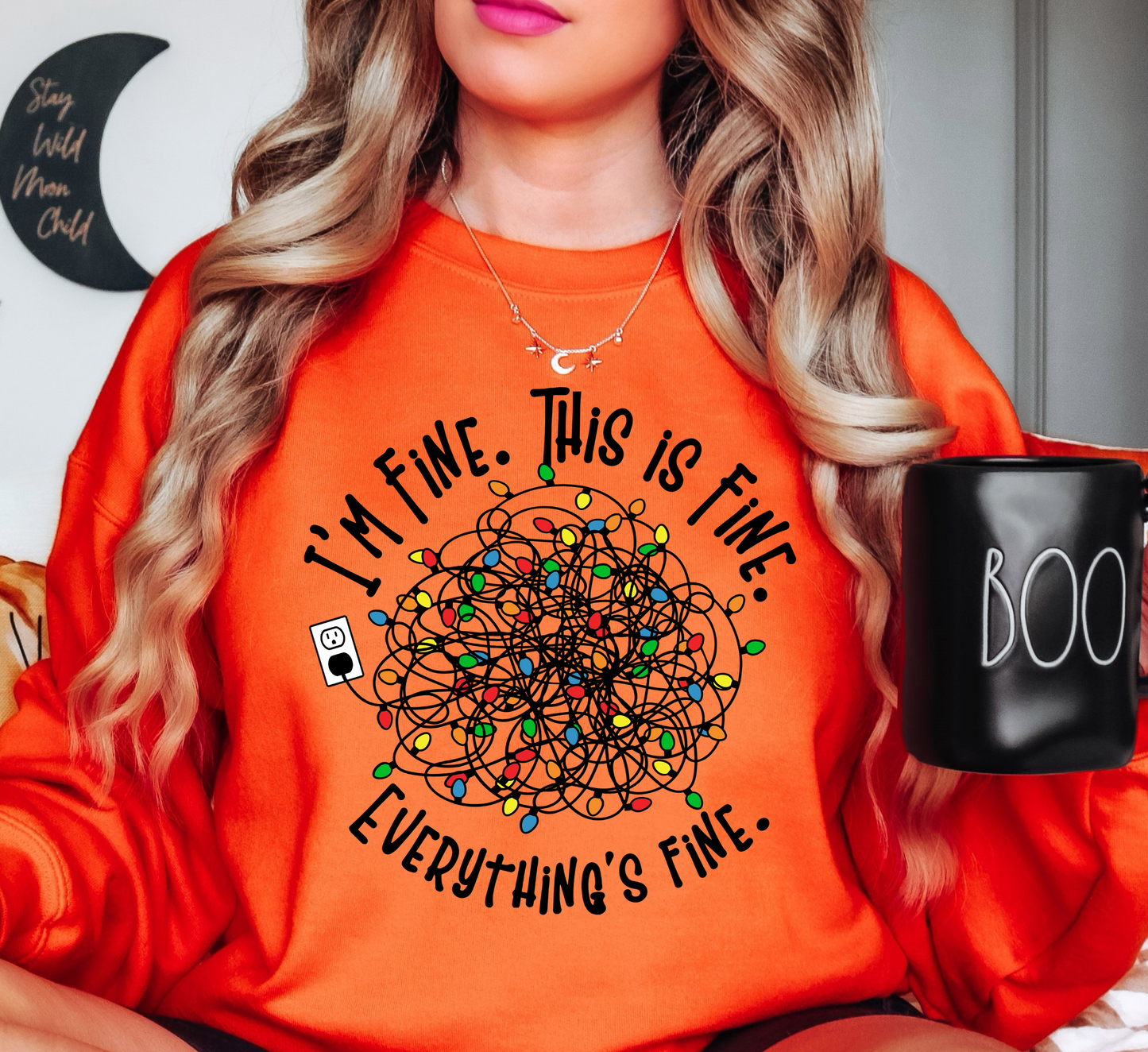 Xmas Lights I'm Fine Sweatshirt | Tis The Season Collection | Unique Gifts for Family Friends