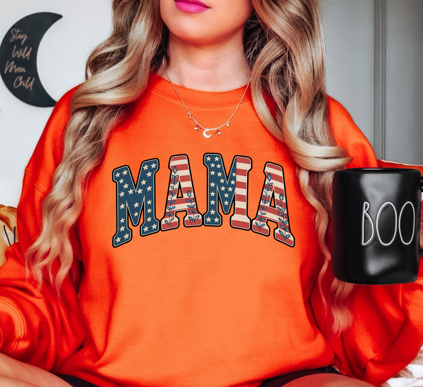 USA Floral Mama Sweatshirt | Mama Mode Activated Collection | Unique Gifts for Family Friends