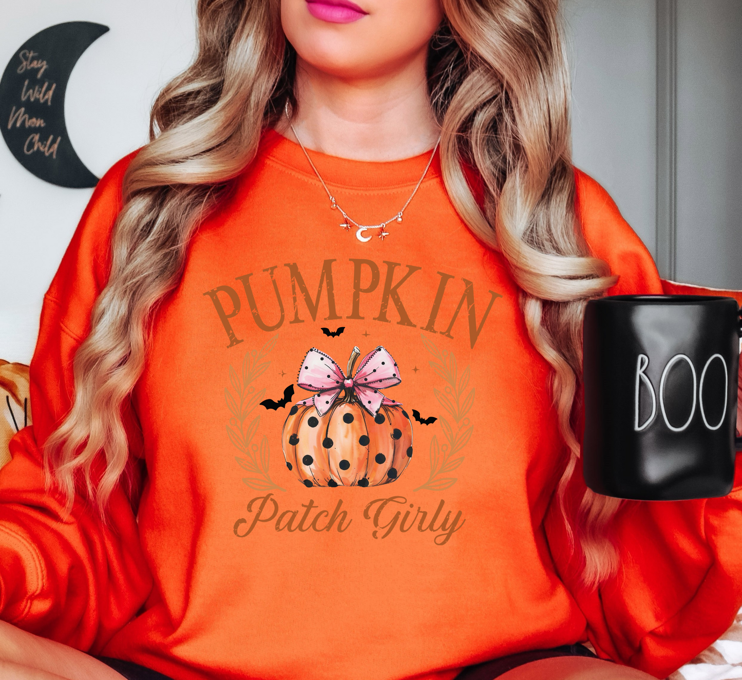 Pumpkin Patch Girly Sweatshirt | Boo-tiful Vibes Collection | Unique Gifts for Family Friends