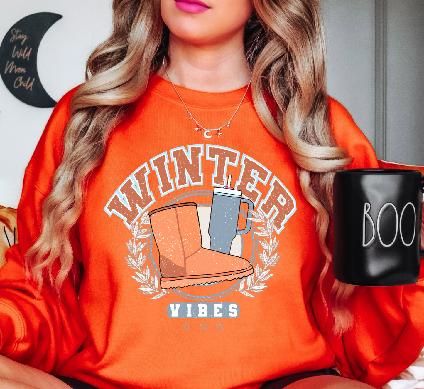 Distressed Winter Vibes Sweatshirt | Frosty Chic Collection | Unique Gifts for Family Friends