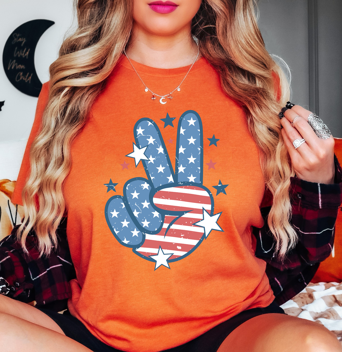USA Peace Hand Tee | Stars and Stripes Collection | Unisex Pre-Shrunk T-Shirt