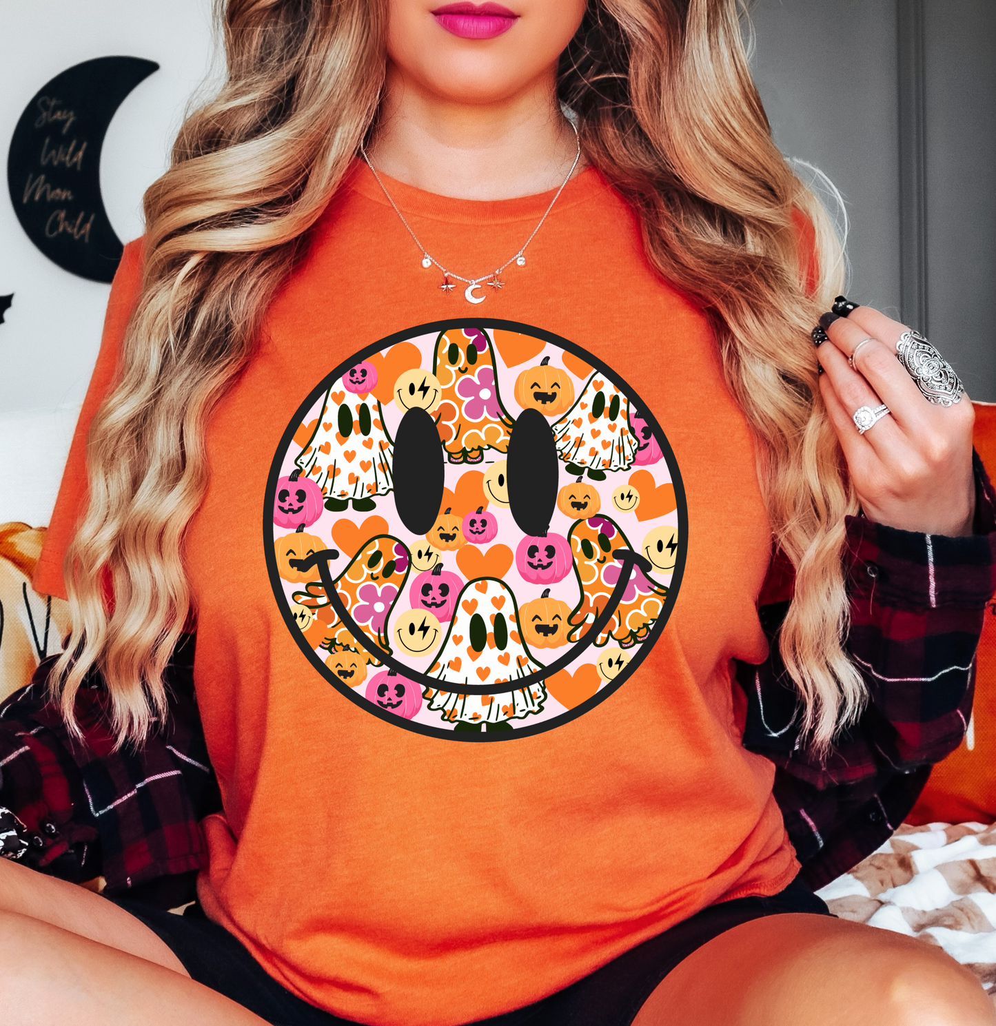 Cutie Ghost Smiley Tee | Boo-tiful Vibes Collection | Unisex Pre-Shrunk T-Shirt