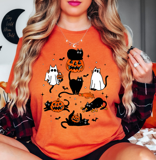 Cats and Ghosts Tee | Boo-tiful Vibes Collection | Unisex Pre-Shrunk T-Shirt
