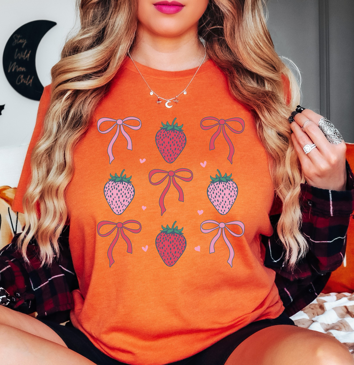 Strawberry and Bows Tee | Groovy Vibes Collection | Unisex Pre-Shrunk T-Shirt
