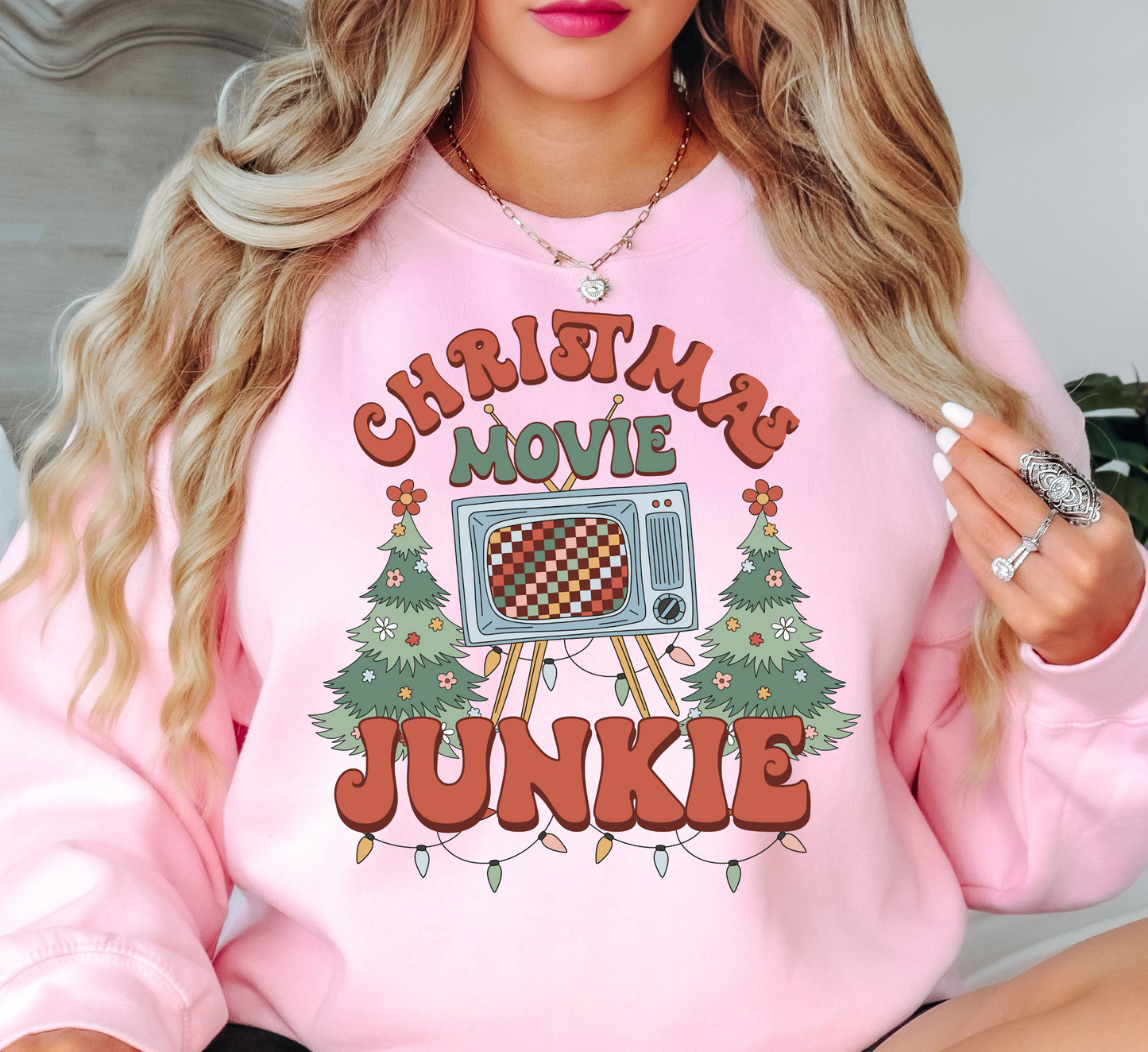 Xmas Movie Junkie Sweatshirt | Tis The Season Collection | Unique Gifts for Family Friends