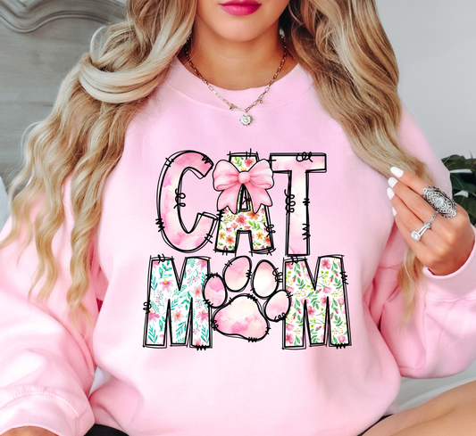 Preppy Cat Mom Sweatshirt | Pawsitive Vibes Collection | Unique Gifts for Family and Friends