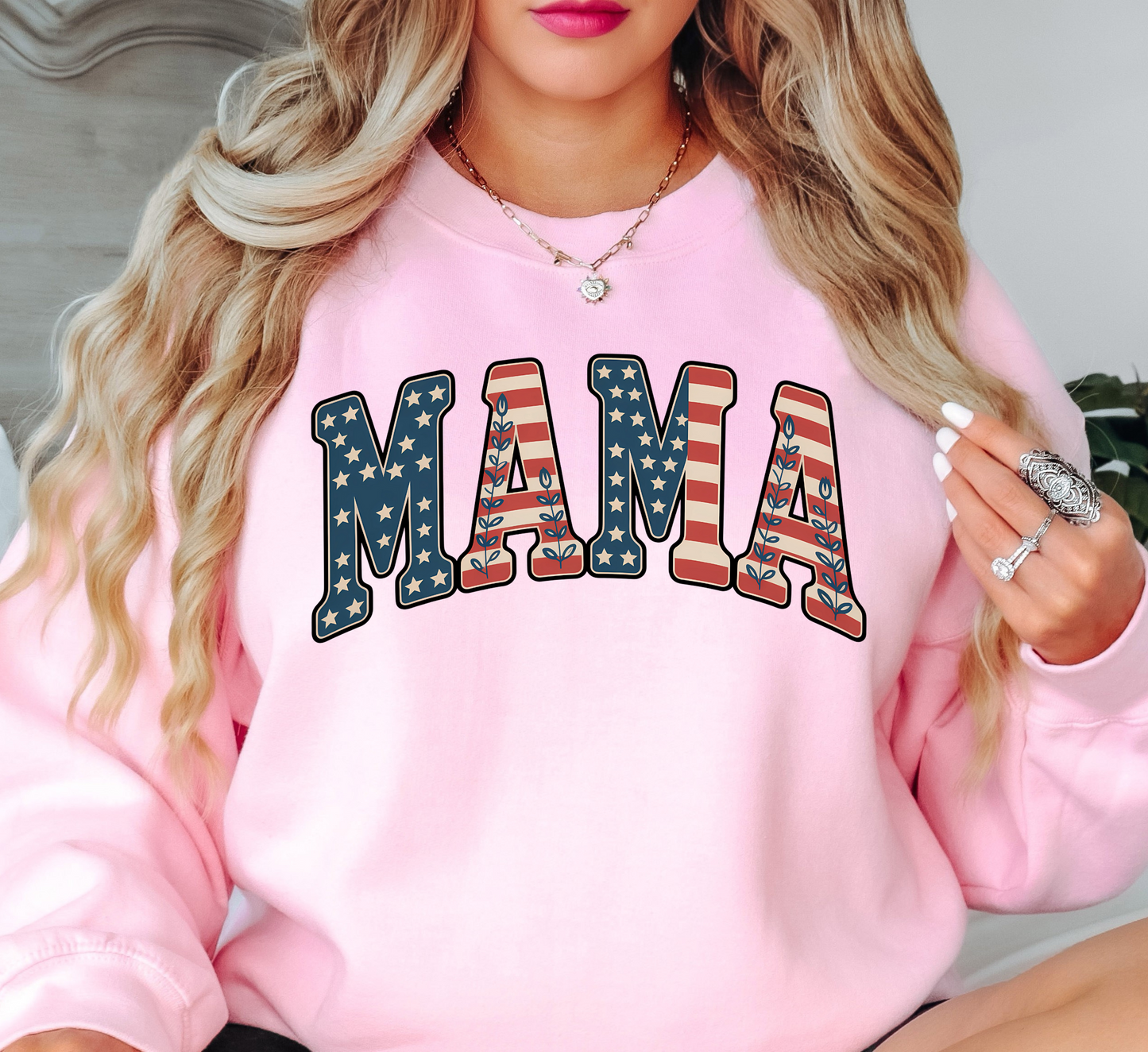 USA Floral Mama Sweatshirt | Mama Mode Activated Collection | Unique Gifts for Family Friends