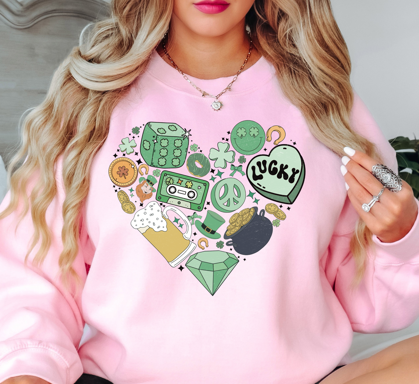 Lucky Heart Doodle Sweatshirt | Feeling Lucky Collection | Unique Gifts for Family Friends