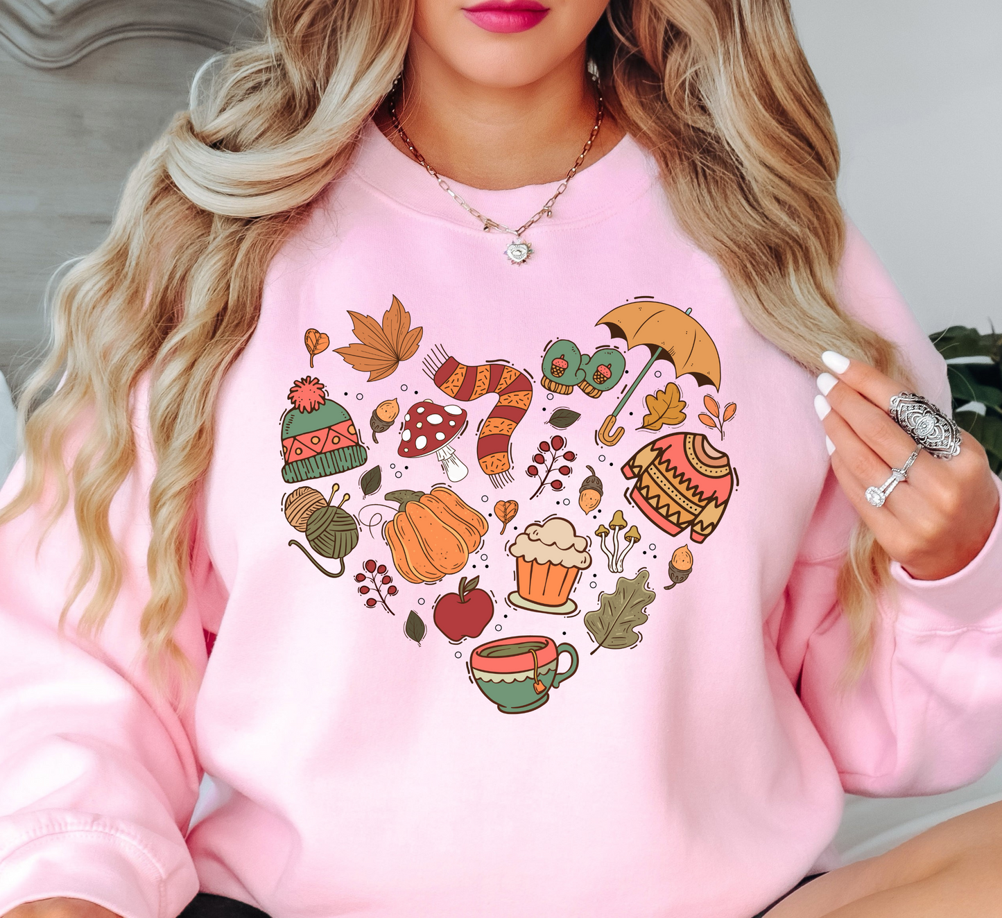 Fall Doodle Heart Sweatshirt | Falling For You Collection | Unique Gifts for Family Friends