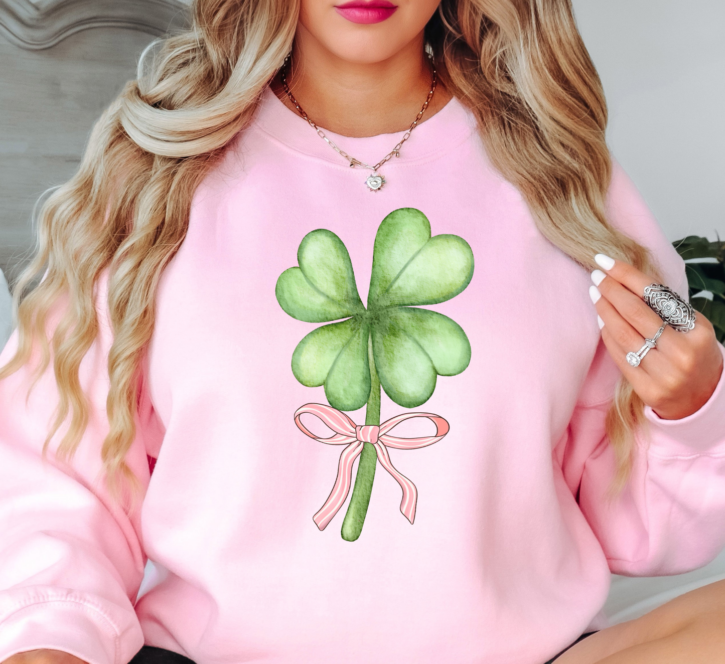 Bow and Shamrock Sweatshirt | Feeling Lucky Collection | Unique Gifts for Family Friends