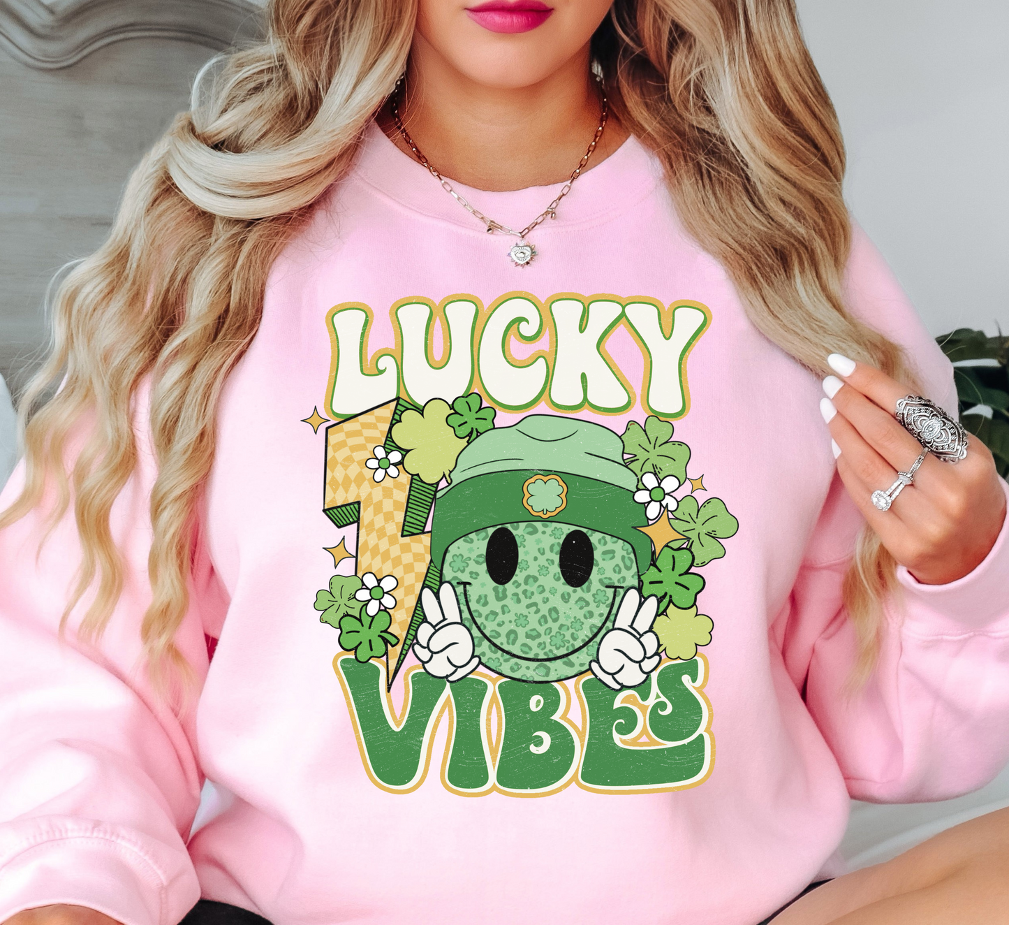 Retro Lucky Vibes Sweatshirt | Feeling Lucky Collection | Unique Gifts for Family Friends