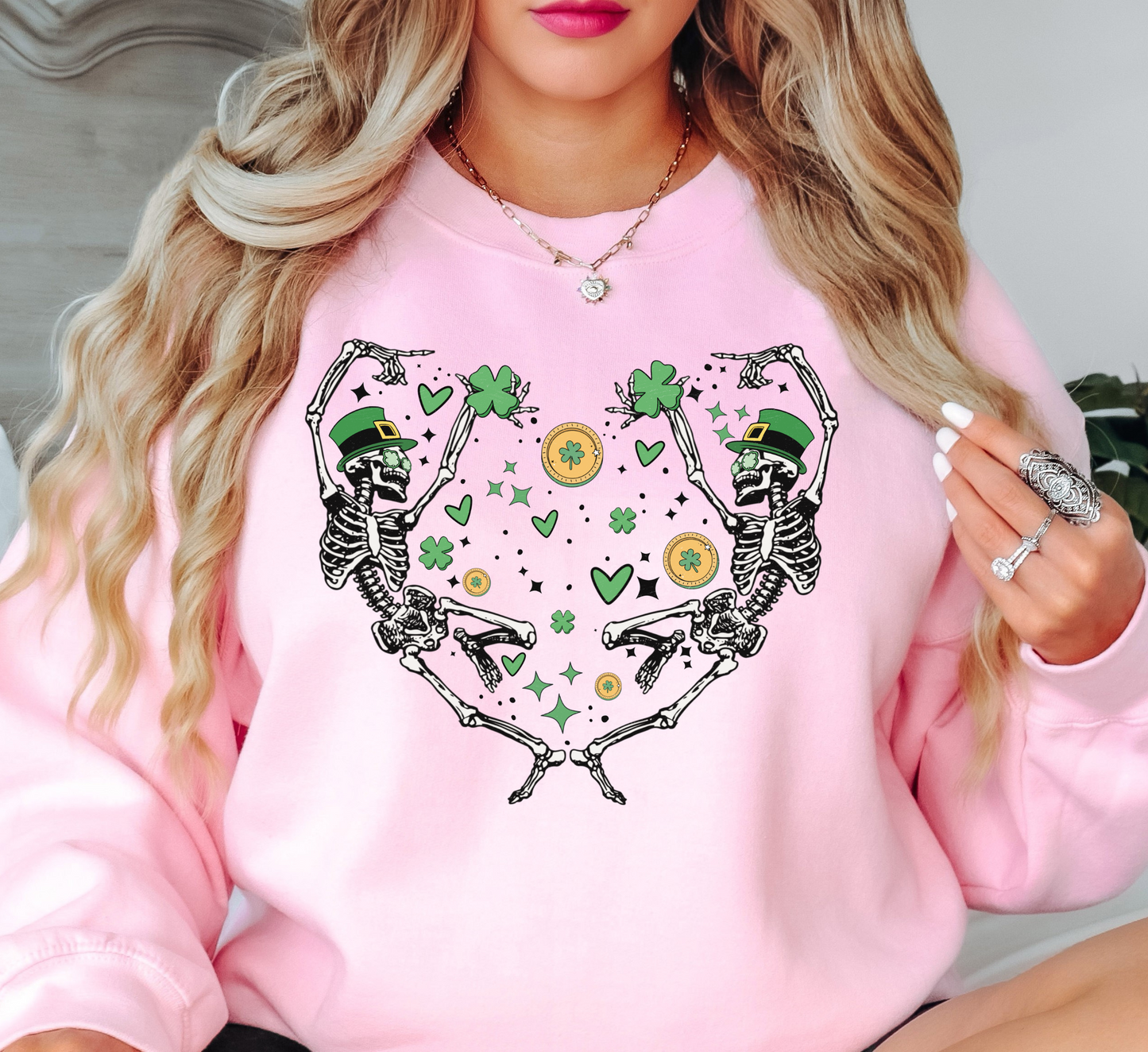 Dancing Skeleton Heart Sweatshirt | Feeling Lucky Collection | Unique Gifts for Family Friends