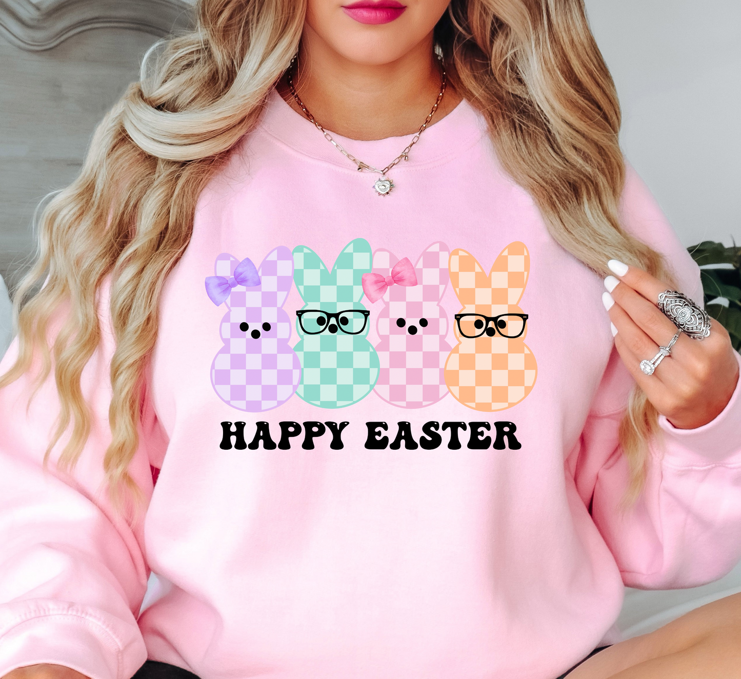 Happy Easter Peeps Sweatshirt | Hoppin' Into Spring Collection | Unique Gifts for Family Friends