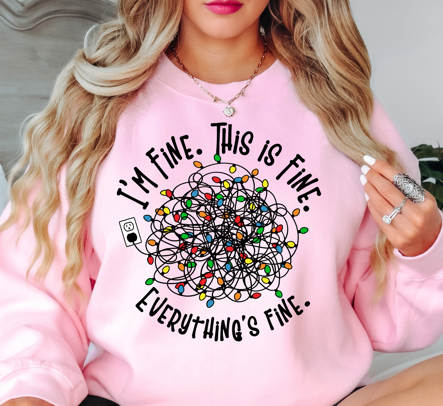 Xmas Lights I'm Fine Sweatshirt | Tis The Season Collection | Unique Gifts for Family Friends