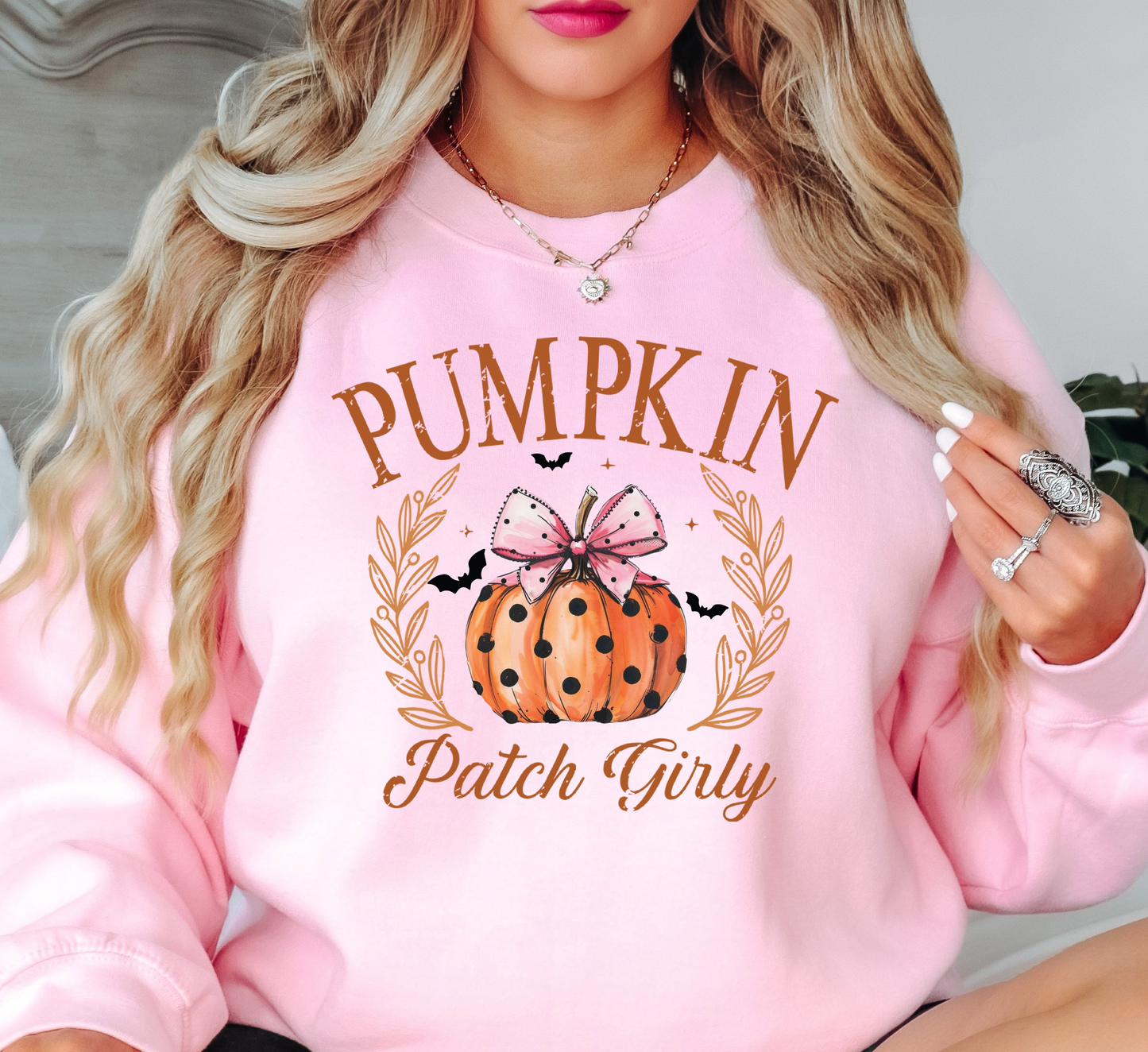 Pumpkin Patch Girly Sweatshirt | Boo-tiful Vibes Collection | Unique Gifts for Family Friends