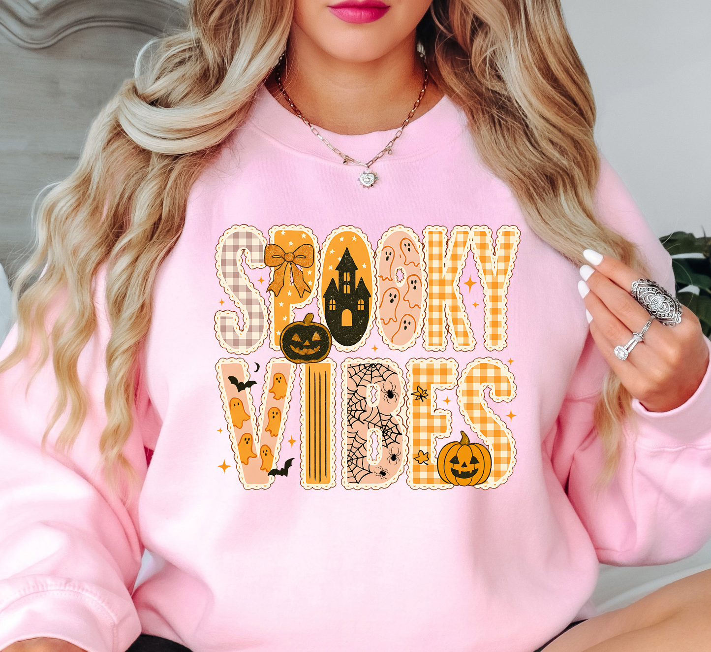 Spooky Vibes Preppy Sweatshirt | Boo-tiful Vibes Collection | Unique Gifts for Family Friends
