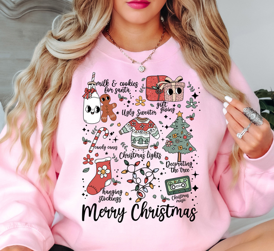 Merry Xmas Doodles Sweatshirt | Tis The Season Collection | Unique Gifts for Family Friends