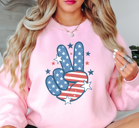 USA Peace Hand Sweatshirt | Stars and Stripes Collection | Unique Gifts for Family and Friends