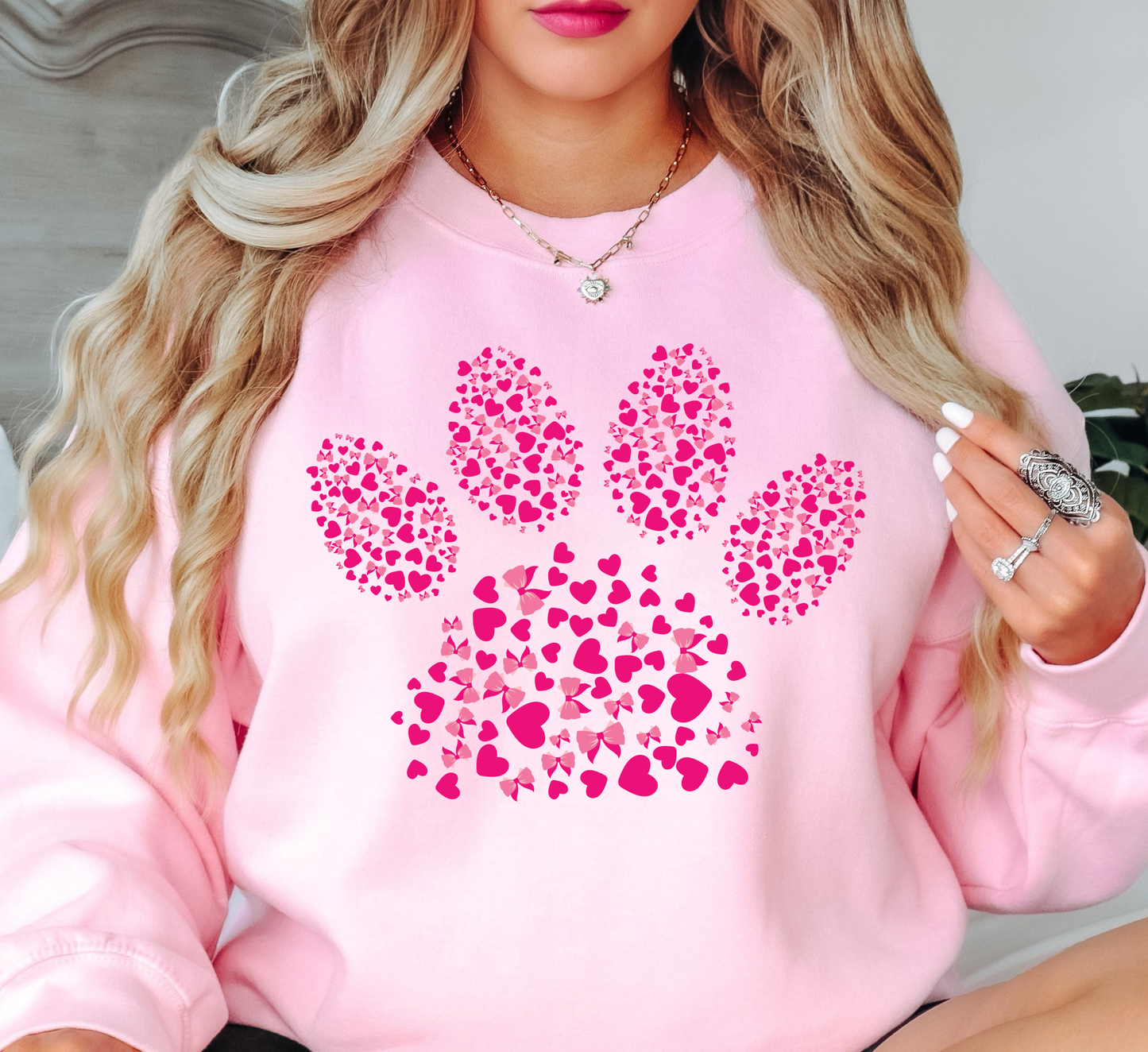 Pink Pet Paw Sweatshirt | Pawsitive Vibes Collection | Unique Gifts for Family and Friends