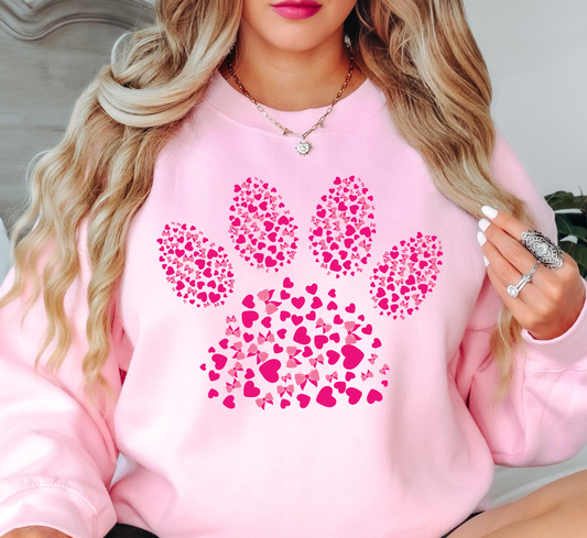 Pink Pet Paw Sweatshirt | Pawsitive Vibes Collection | Unique Gifts for Family and Friends