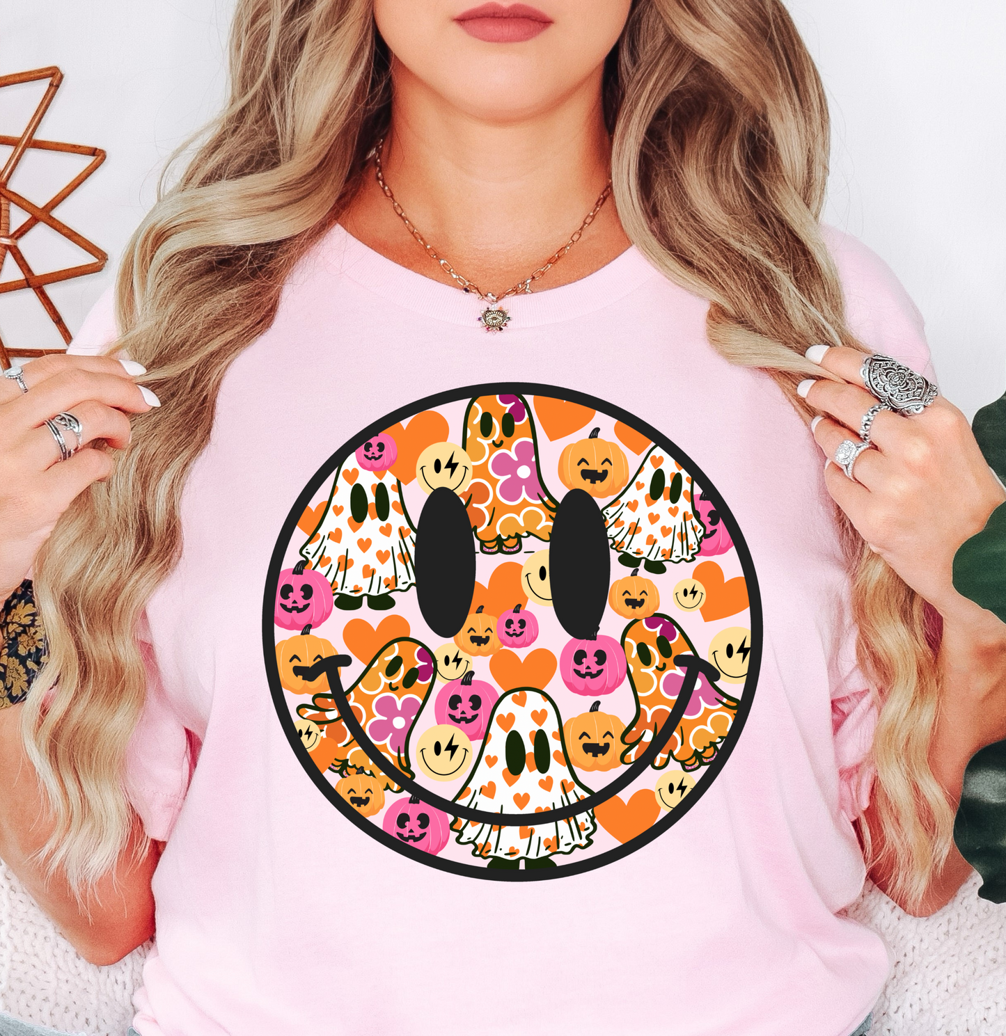 Cutie Ghost Smiley Tee | Boo-tiful Vibes Collection | Unisex Pre-Shrunk T-Shirt