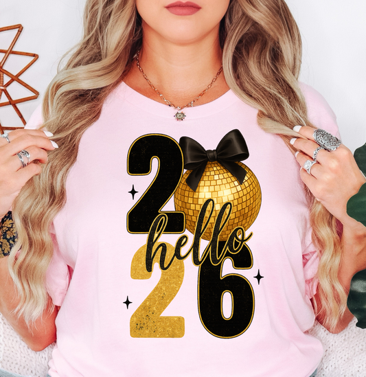 Hello 2026 New Year Tee | New Year Magic Collection | Unisex Pre-Shrunk T-Shirt