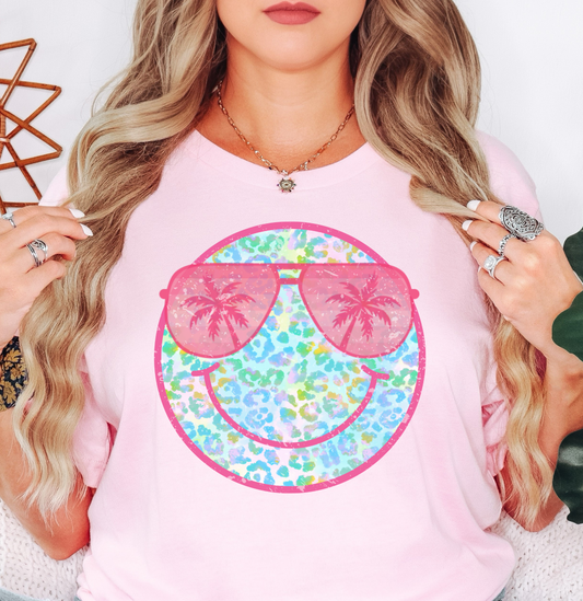 Leopard Beach Smiley Tee | Beach Breeze Collection | Unisex Pre-Shrunk T-Shirt