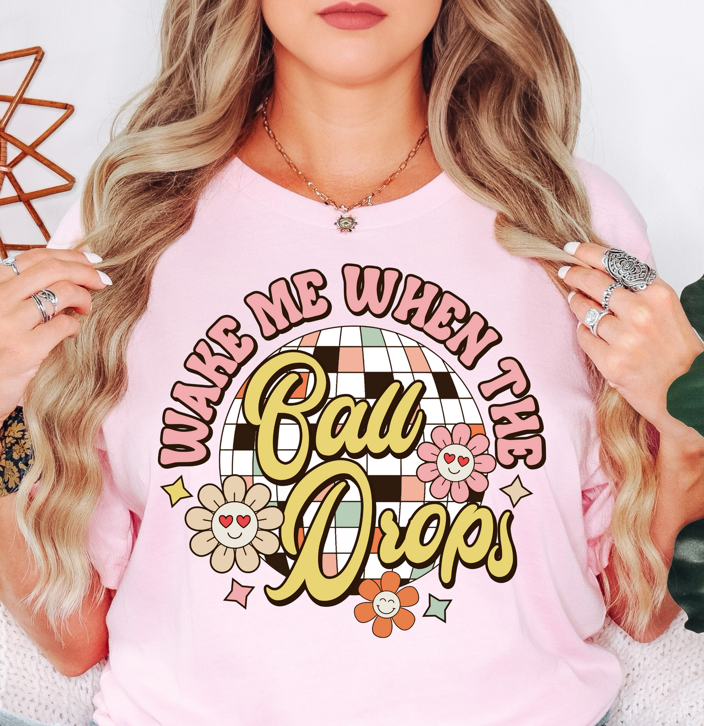 Floral Wake Me When Ball Drops Tee | New Year Magic Collection | Unisex Pre-Shrunk T-Shirt