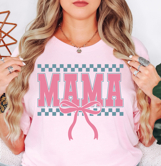 Checkered Mama Bow Tee | Mama Mode Activated Collection | Unisex Pre-Shrunk T-Shirt