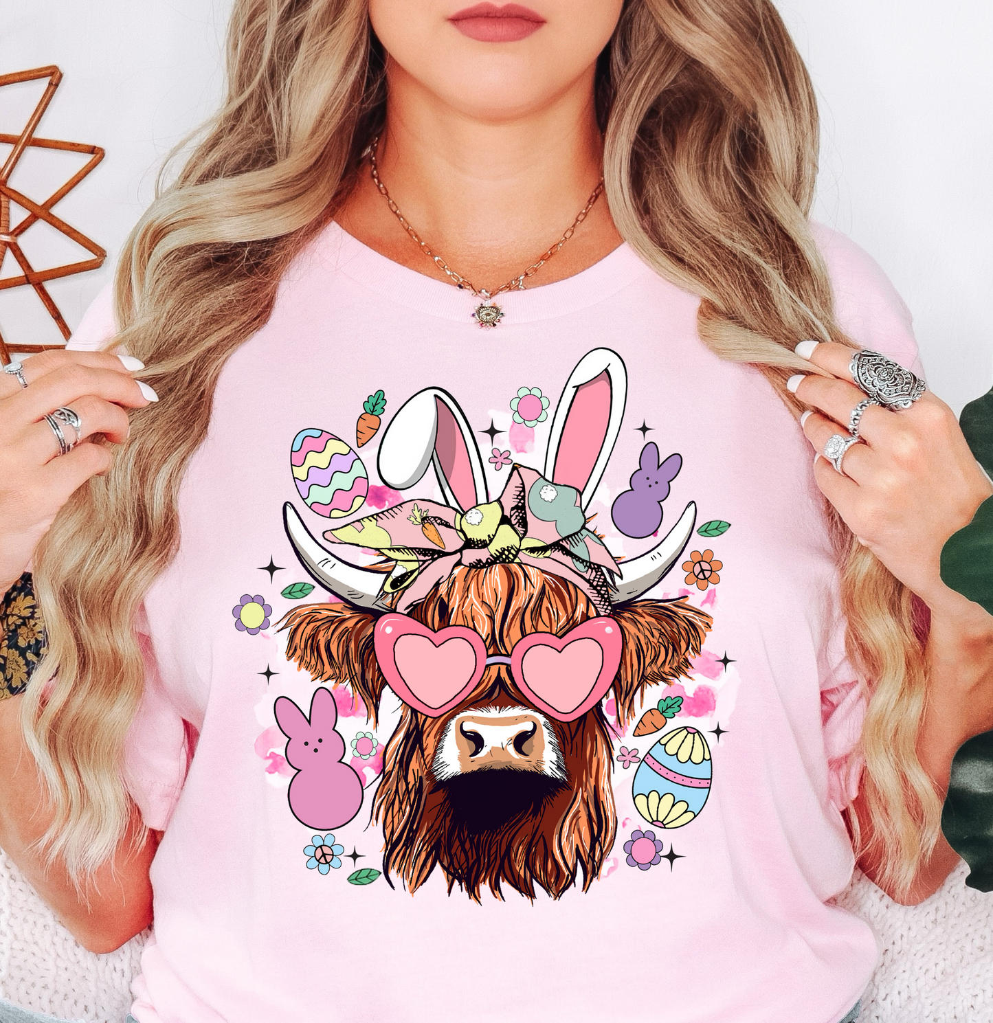 Highland Cow Bunny Tee | Hoppin' Into Spring Collection | Unisex Pre-Shrunk T-Shirt