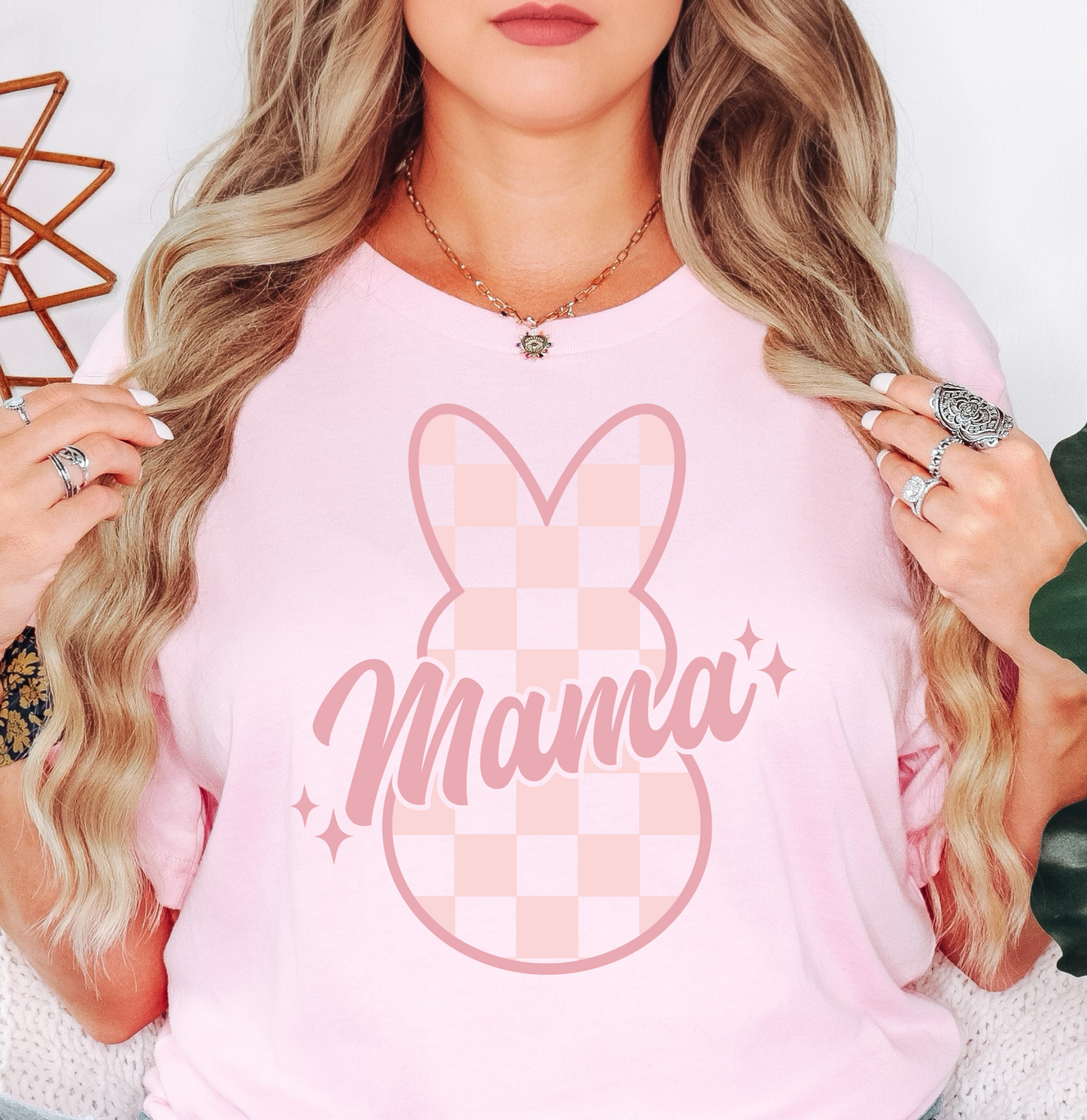 Checkered Mama Bunny Tee | Mama Mode Activated Collection | Unisex Pre-Shrunk T-Shirt