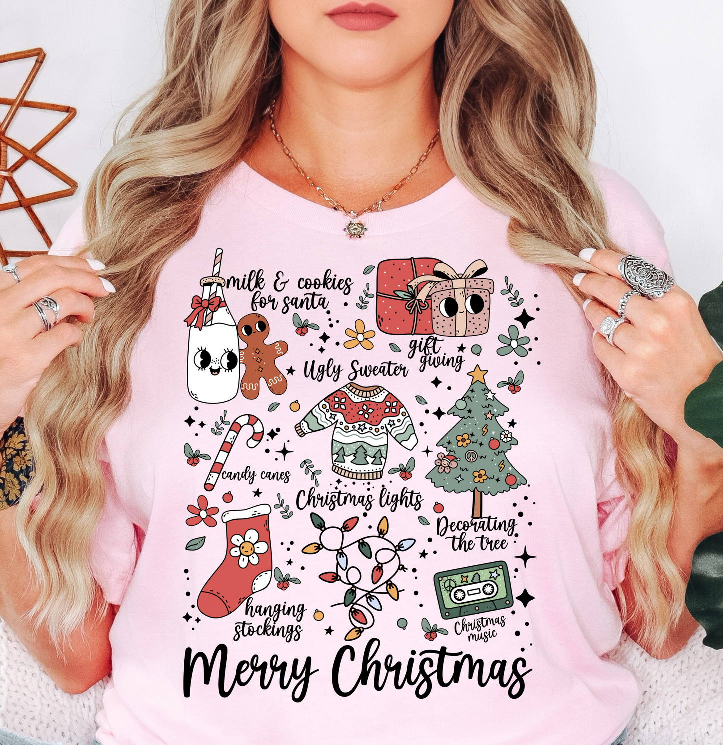 Merry Xmas Doodles Tee | Tis The Season Collection | Unisex Pre-Shrunk T-Shirt