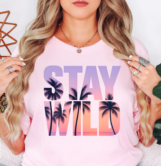 Stay Wild Palm Trees Tee | Beach Breeze Collection | Unisex Pre-Shrunk T-Shirt