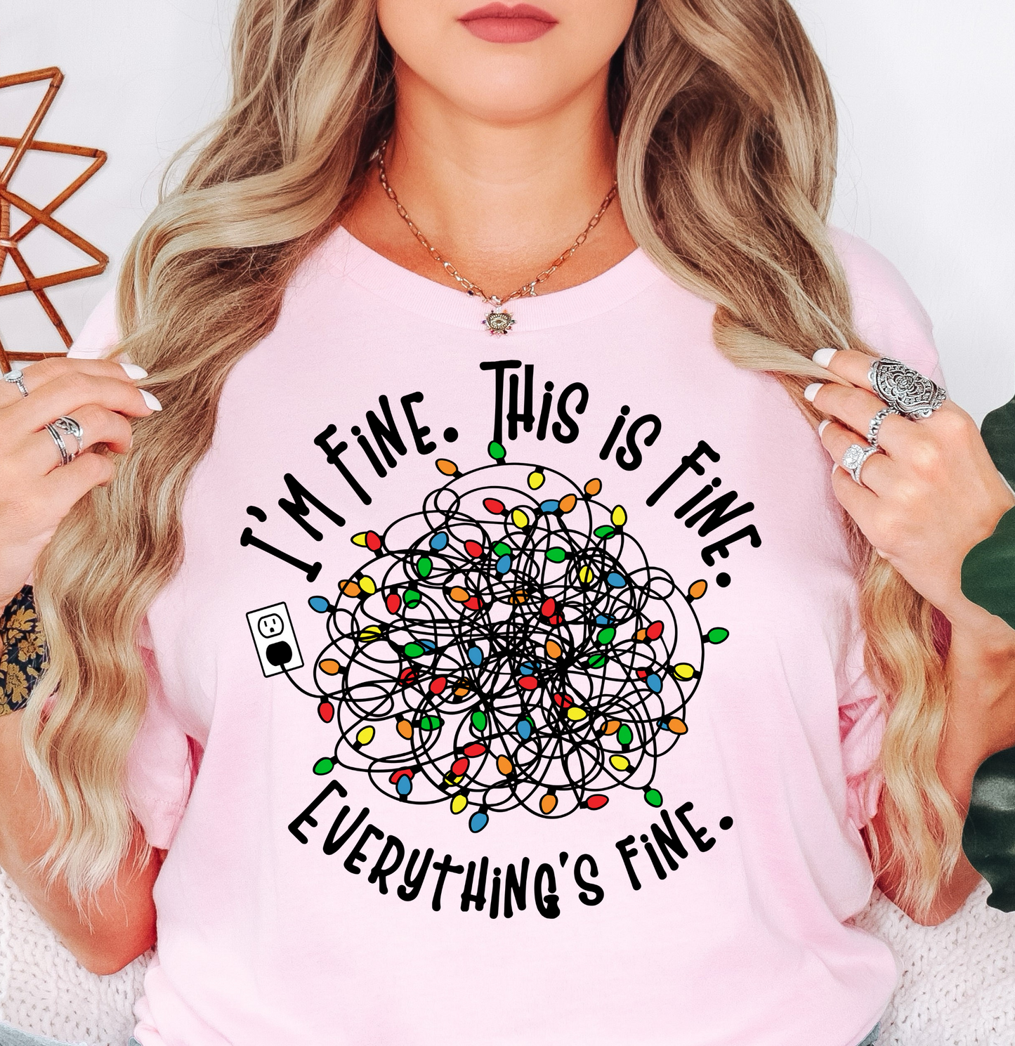 Xmas Lights I'm Fine Tee | Tis The Season Collection | Unisex Pre-Shrunk T-Shirt
